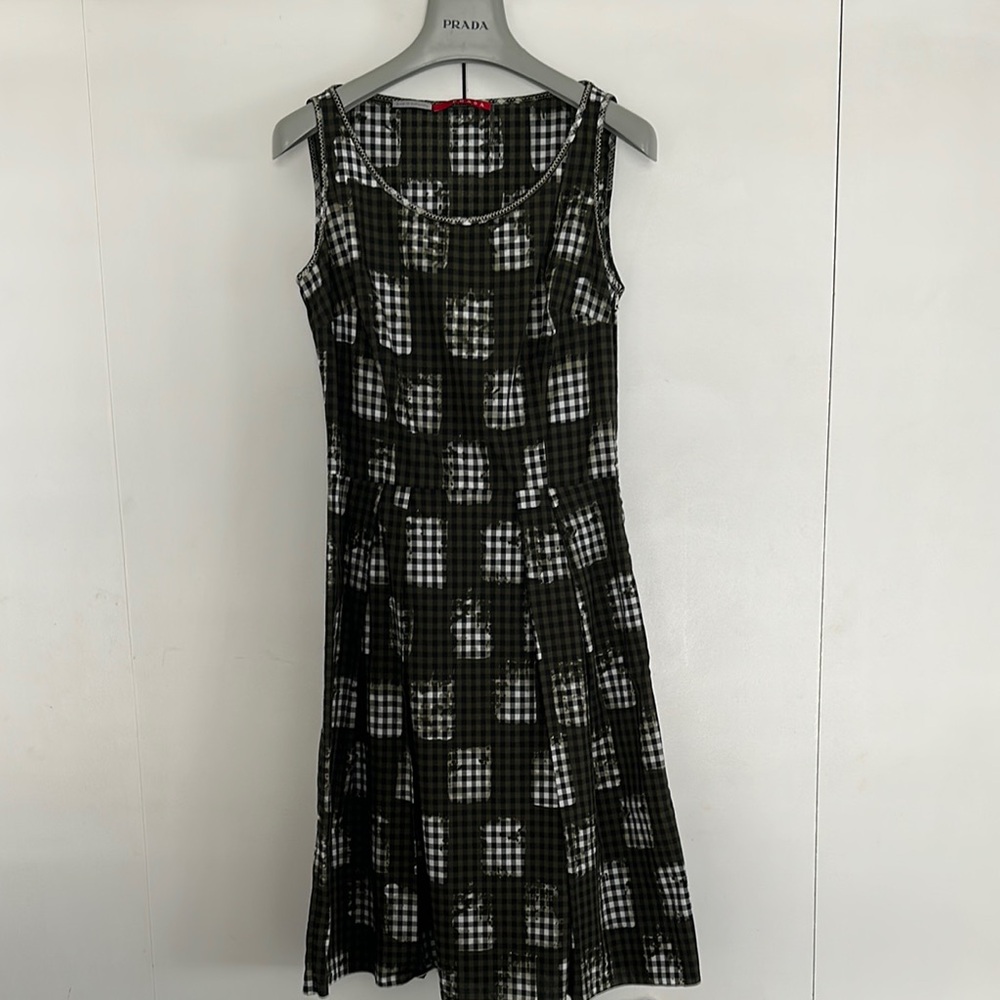 Prada Green Plaid Checkered Dress